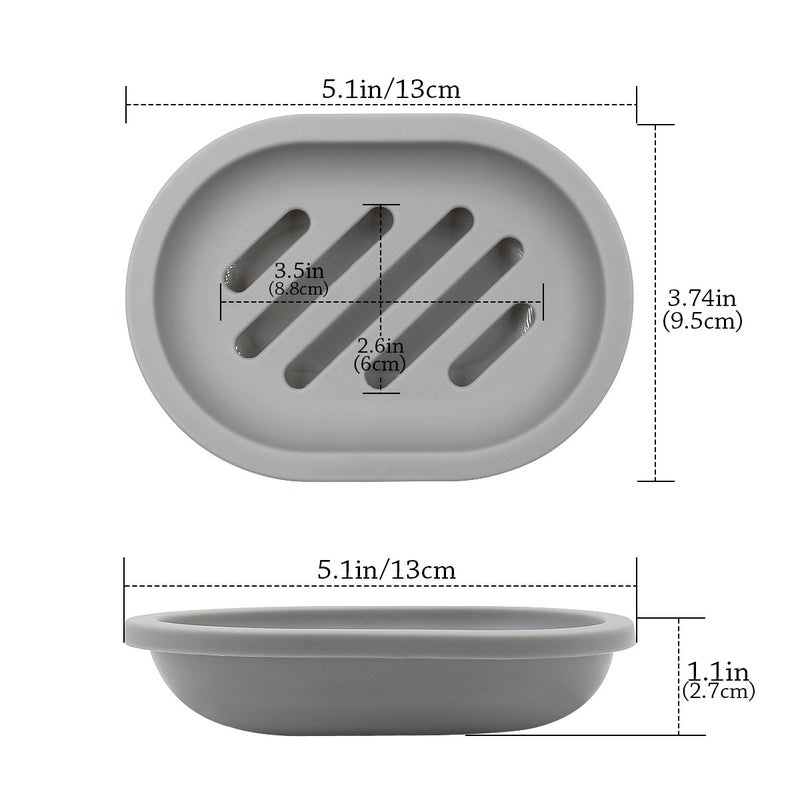 Topsky 2-Pack Soap Dish with Drain, Soap Holder & Saver, Easy Cleaning, Dry, Stop Mushy Soap (Gray) - Image 3